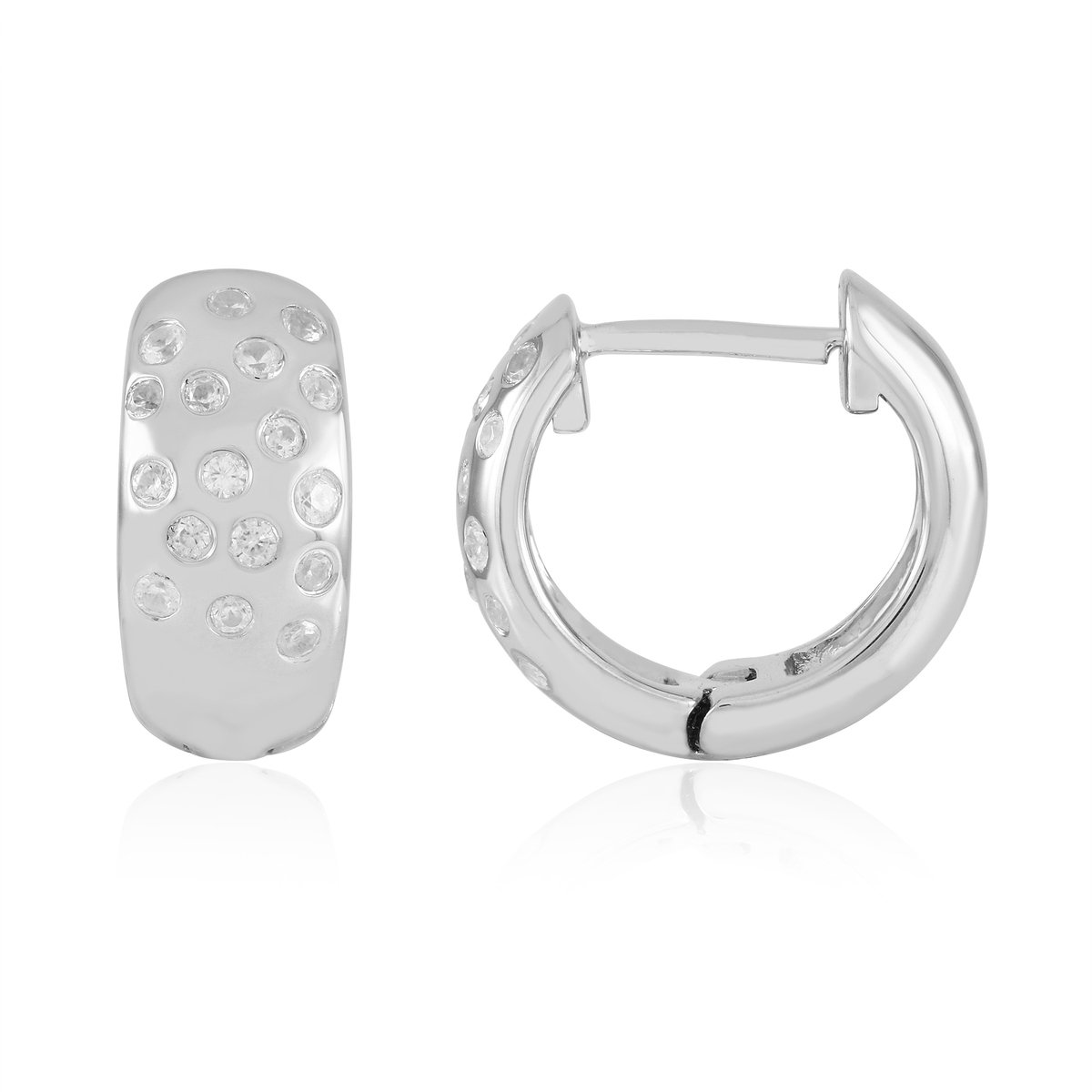 Cavill - Zilveren Oorbellen met Zirkonia's uit Tanzania - 925 Sterling Zilver met Platina - 0,599 ct - Bezel Zetting - Elegante Dames Sieraden