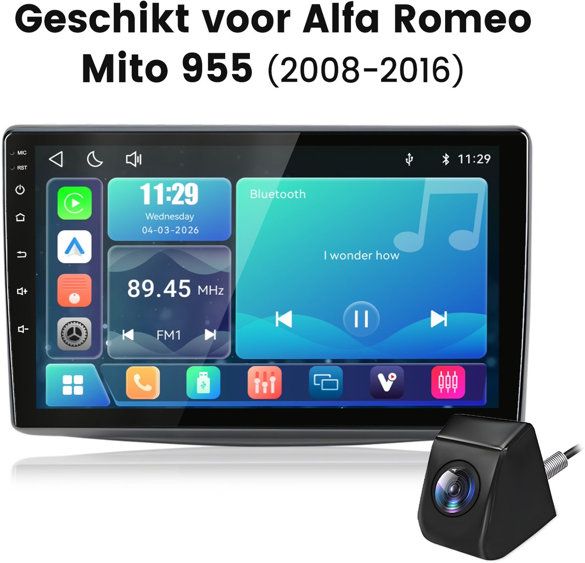 Cestovet LINUX Autoradio - Geschikt VoorAlfa Romeo Mito 955 2008-2016 -Draadloze CarPlay - 9-inch HD Touchscreen, FM DSP - Achteruitrijcamera