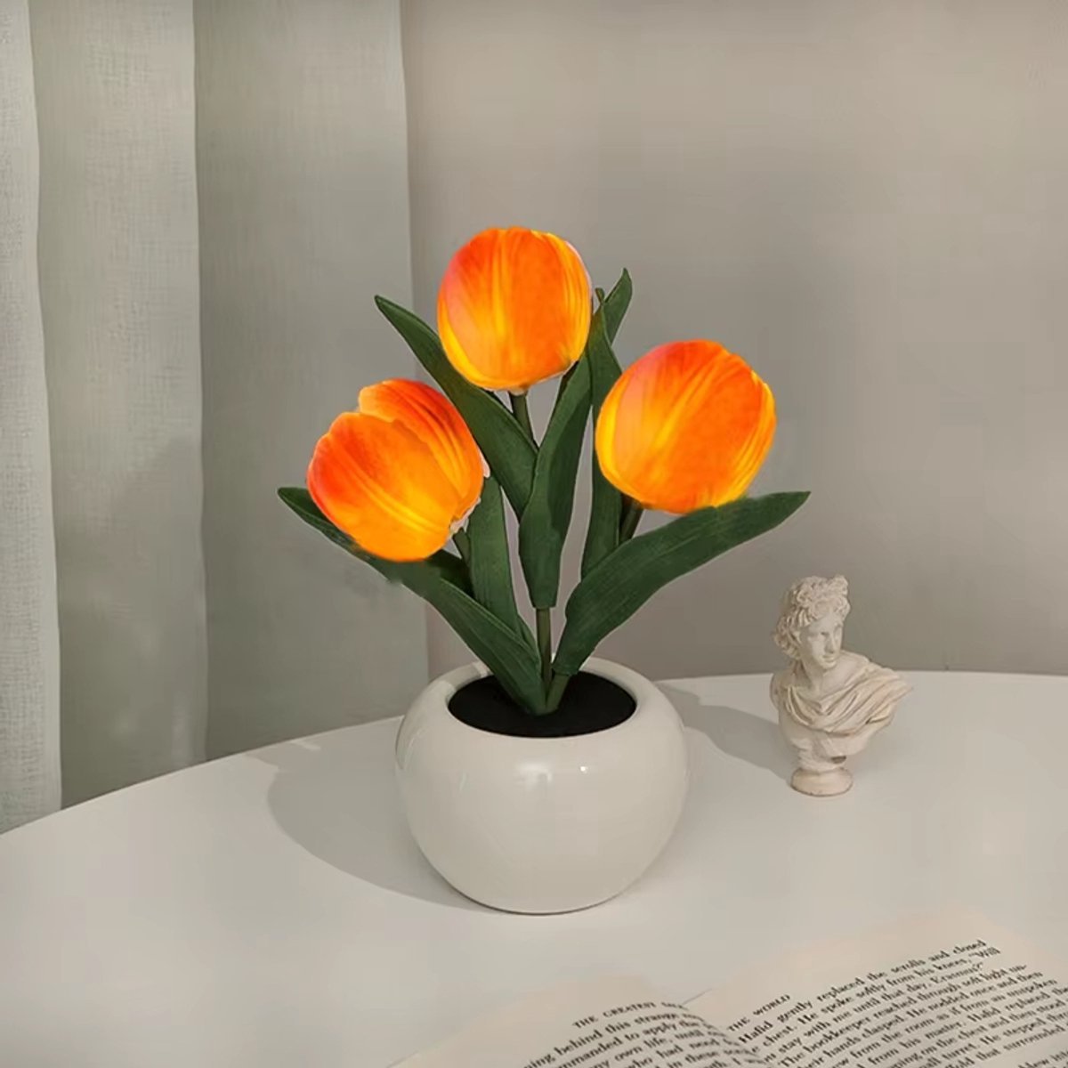 Casalora LED Tulp Nachtlamp – Oplaadbare Oranje Bloem Tafellamp – Sfeervolle Nachtlamp voor Slaapkamer