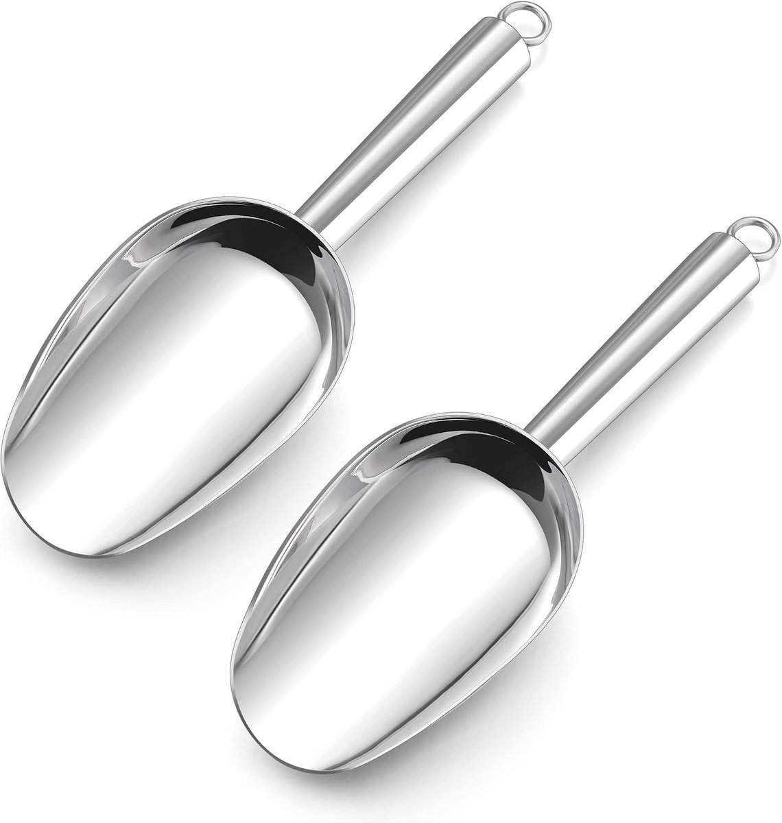 Stainless Steel Lepelset voor IJs, Meel en Voeding - 2 Delige Set, 18x6cm, Vaatwasserbestendig, Ideaal voor Keuken en Feestjes