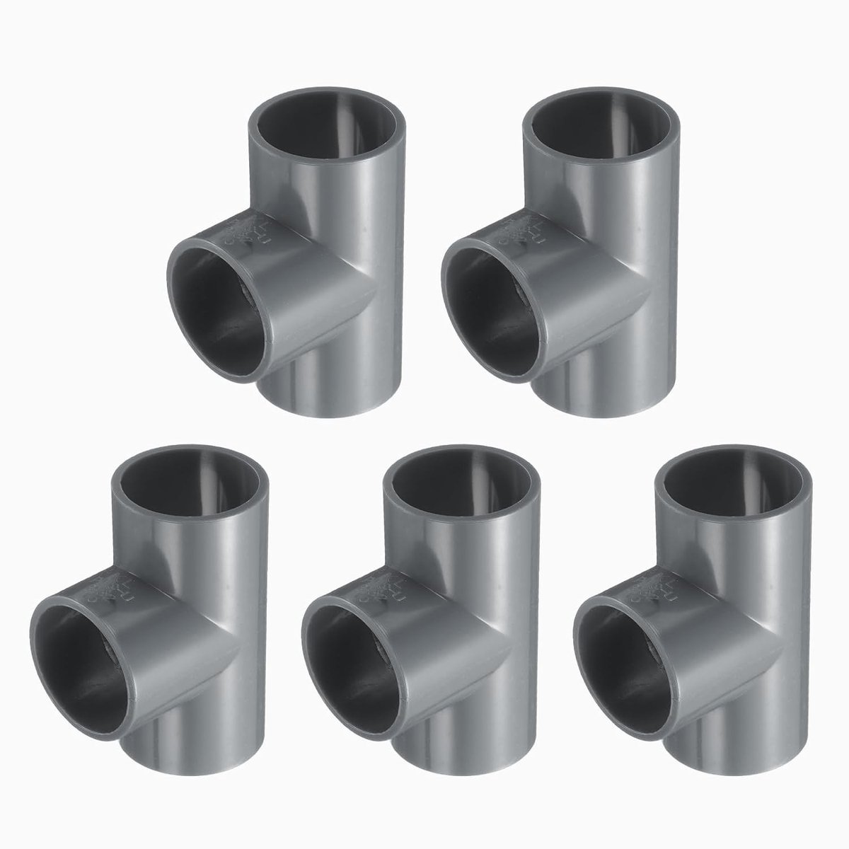 5 Stuks 1 Inch Tee 3-Weg PVC Buiskoppelingen voor Meubelconstructie, DIY Planken en Tuinondersteuning, Grijs