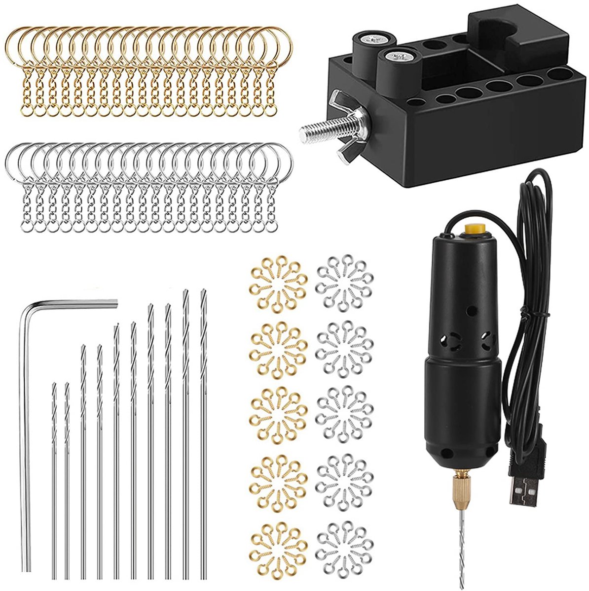 Mini-boor voor handwerk - elektrische handboor - 10 boren - ideaal voor harssieraden maken - ShopVlot