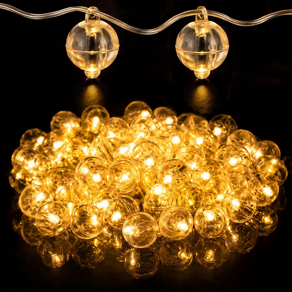 LED-lampen voor ballonnen 100 stuks - warmwit met haken - mini-papieren lantaarns - feestdecoratie - ShopVlot