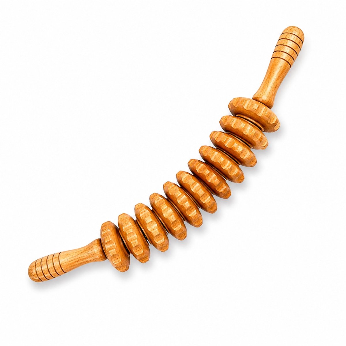 Massagestok – Houten Massage Roller met 12 Massagewielen – Massage Stick voor Benen, Rug & Lichaam – Bindweefselmassage – Massageroller