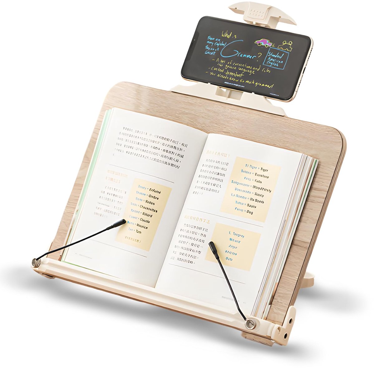 Boekstandaard hout - 16 instelbare hoeken - boekenhouder - ideaal voor comfortabel lezen - ShopVlot