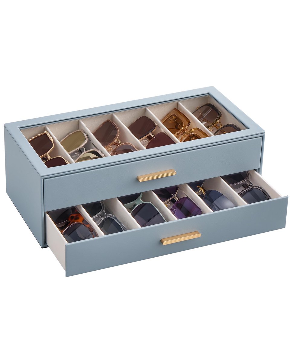 Opbergdoos voor zonnebrillen 12 slots - wolkenblauw - ruimtebesparend - ideaal voor organisatie - ShopVlot
