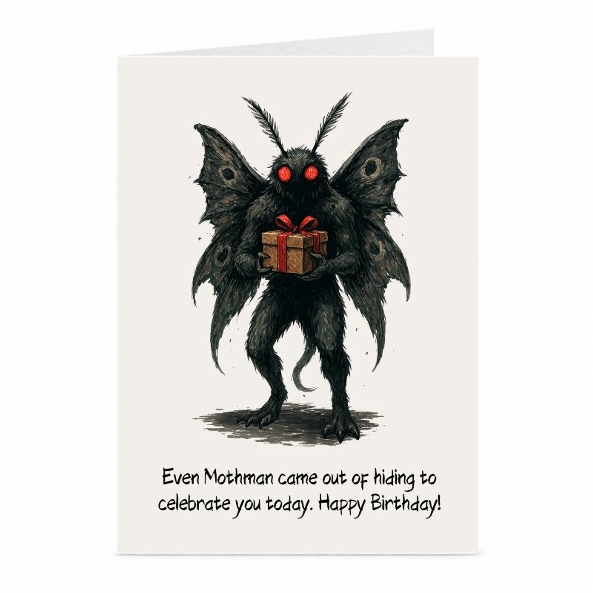 Mothman Donker - Verjaardagskaart - JustTheCardGuy - A6 met envelop