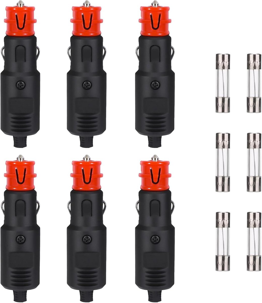 CoKeeSun sigarettenaansteker stekker auto 6 stuks, KFZ stekker met 8A zekering*6, 12V-24V veiligheids-universele - ShopVlot