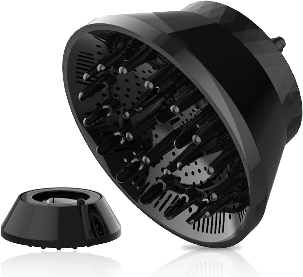 Diffuser Haarstyling - Krulversterker Opzetstuk - Definiëren van Krullen - Universele Pasvorm - 3.8 - 8.2 cm - Zwart