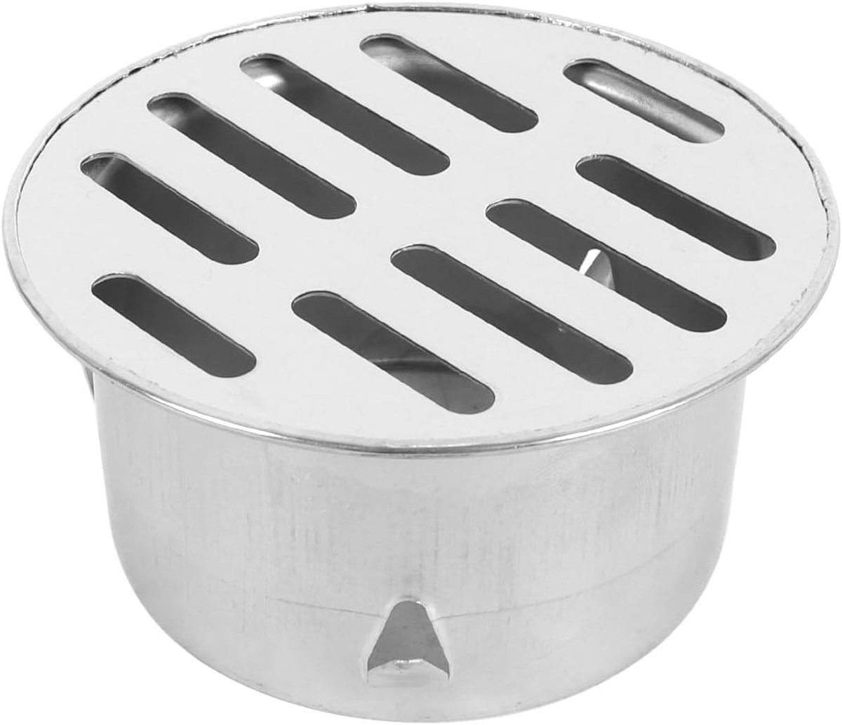 Verwijderbaar Afvoerdeksel van Roestvrij Staal 304 met Filter, Rond en Plat, Voor Gootstenen, Balkon en Terras, 75mm Ontstopbaar Grondzeefdeksel