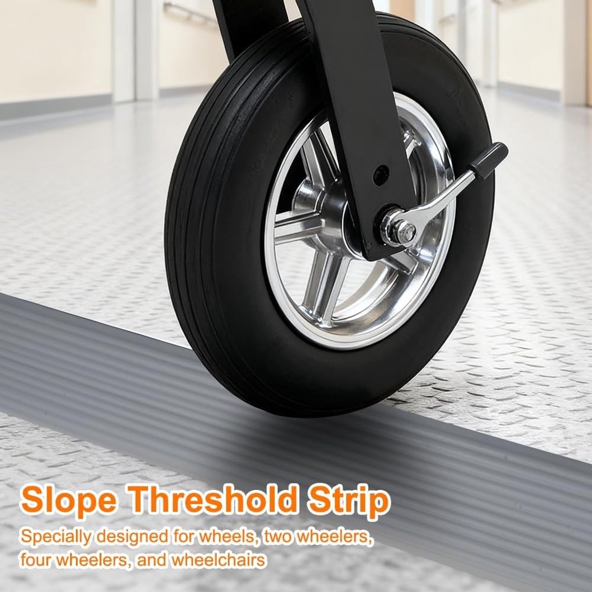 Drempelhulp voor rolstoel, wandelwagen of e-scooter - PVC drempelramp 100x6x2 cm, ideaal voor toegang en veiligheid