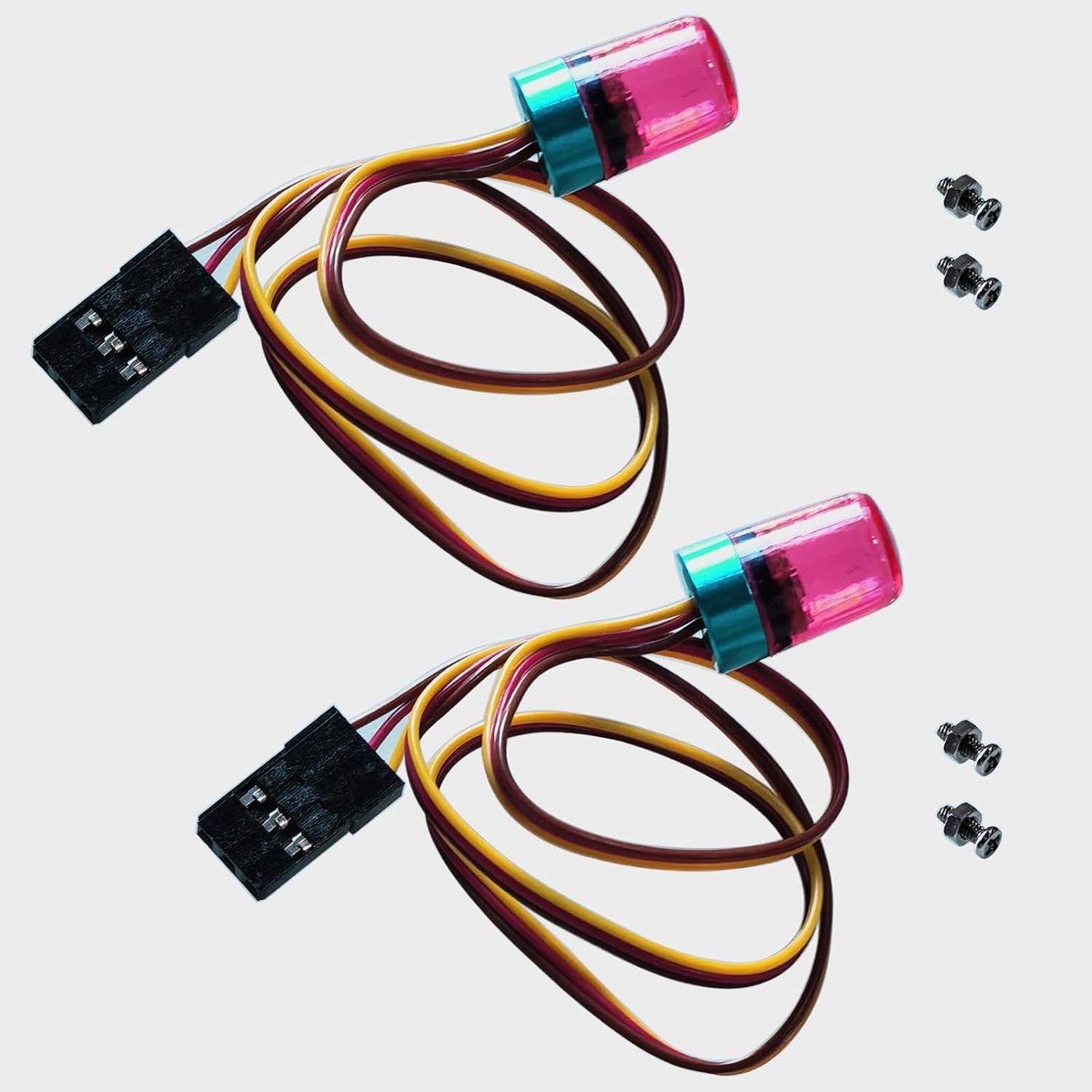 2 Stuks Modelbouw Ronde LED Verlichting 4.8-6 Volt in Rood, Knipperlicht en Waarschuwingslicht voor RC Auto's en Bouwvoertuigen, Geschikt voor Tamiya Tractor en Graafmachine