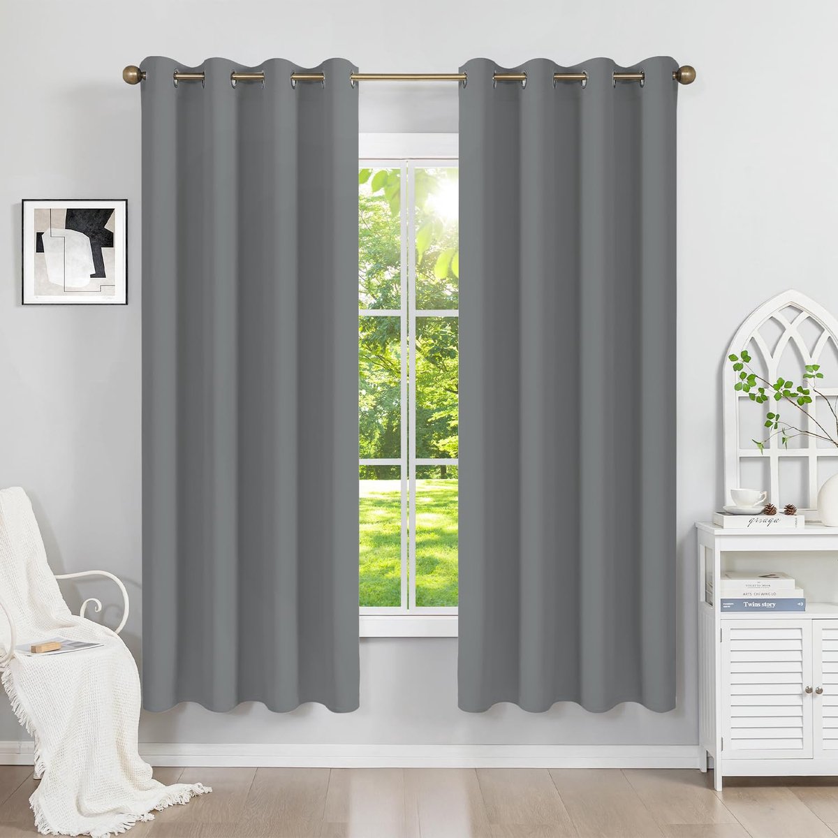 Thermisch verduisteringsgordijn 120 x 180 cm - lichtgrijs - isolerend - energie besparend - ShopVlot