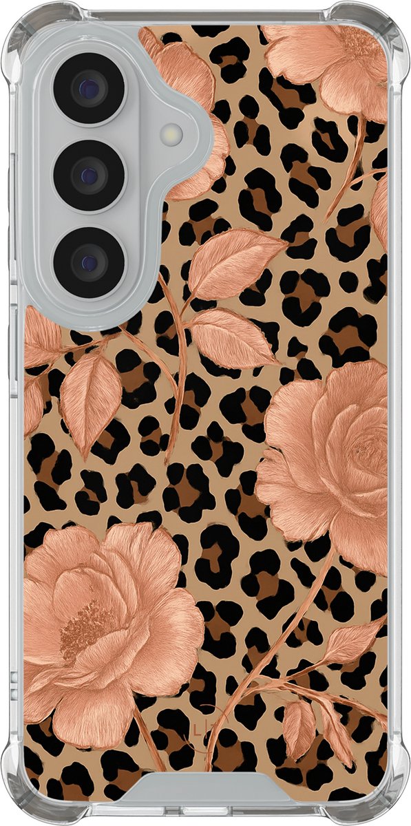 Shockproof hoesje - Geschikt voor Samsung Galaxy S26 - Leo flowers - Extra sterke case - TPU/polycarbonaat - Print / Illustratie - Multi, Goud, Transparant