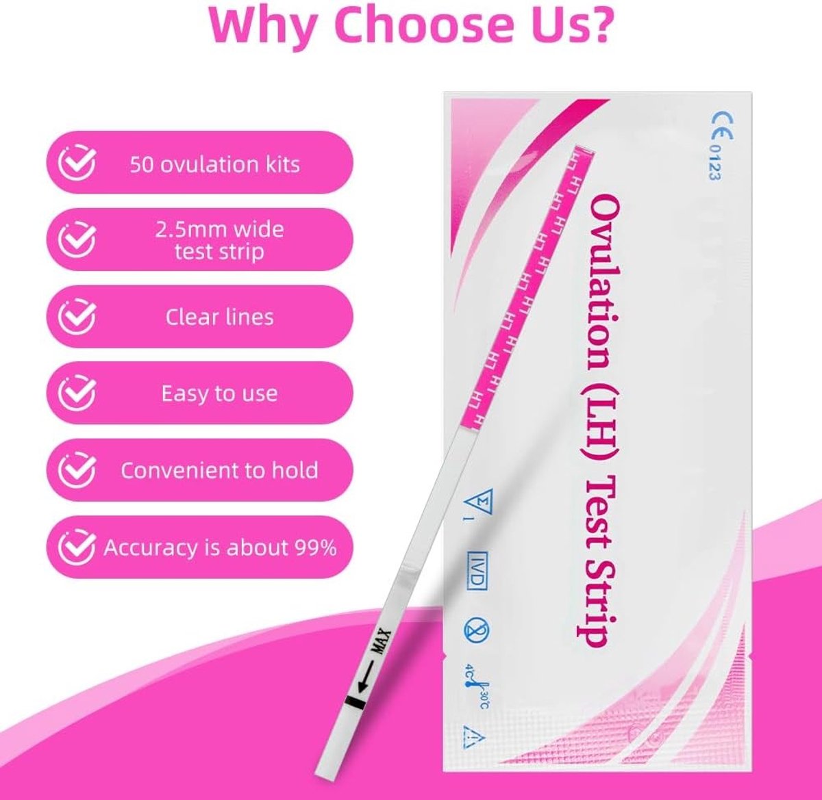 50 Ovulatietests Strips voor Snelle en Nauwkeurige Hormoondetectie, Hoge Gevoeligheid voor LH, Ovulatiebepaling en Vruchtbaarheidstest – foto 7