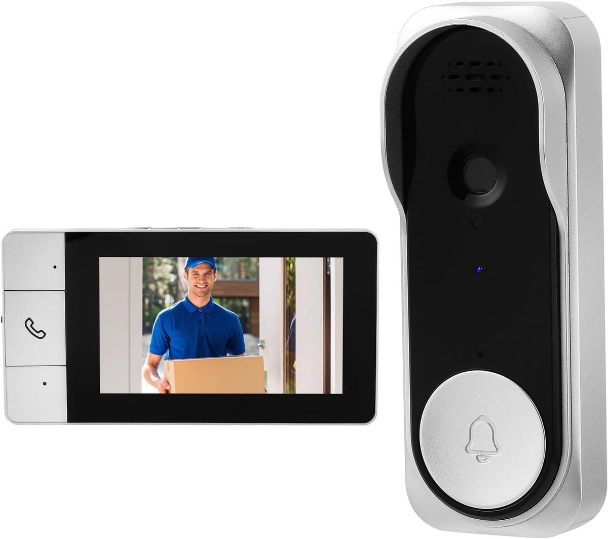 Draadloze Deurbel Camera - Video Intercom - Veiligheid Thuis - 10.9cm Scherm - 170 Graden Hoek - Zwart
