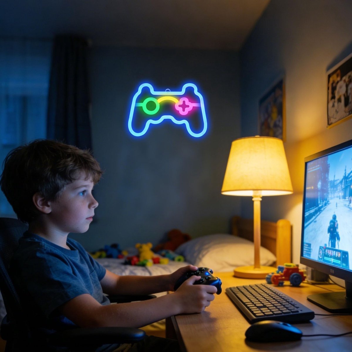 YUEYYNS Gaming neonbord, gamer-ledverlichting, neonlicht, led, neonborden, USB en batterijvoeding, lichtreclame voor - ShopVlot