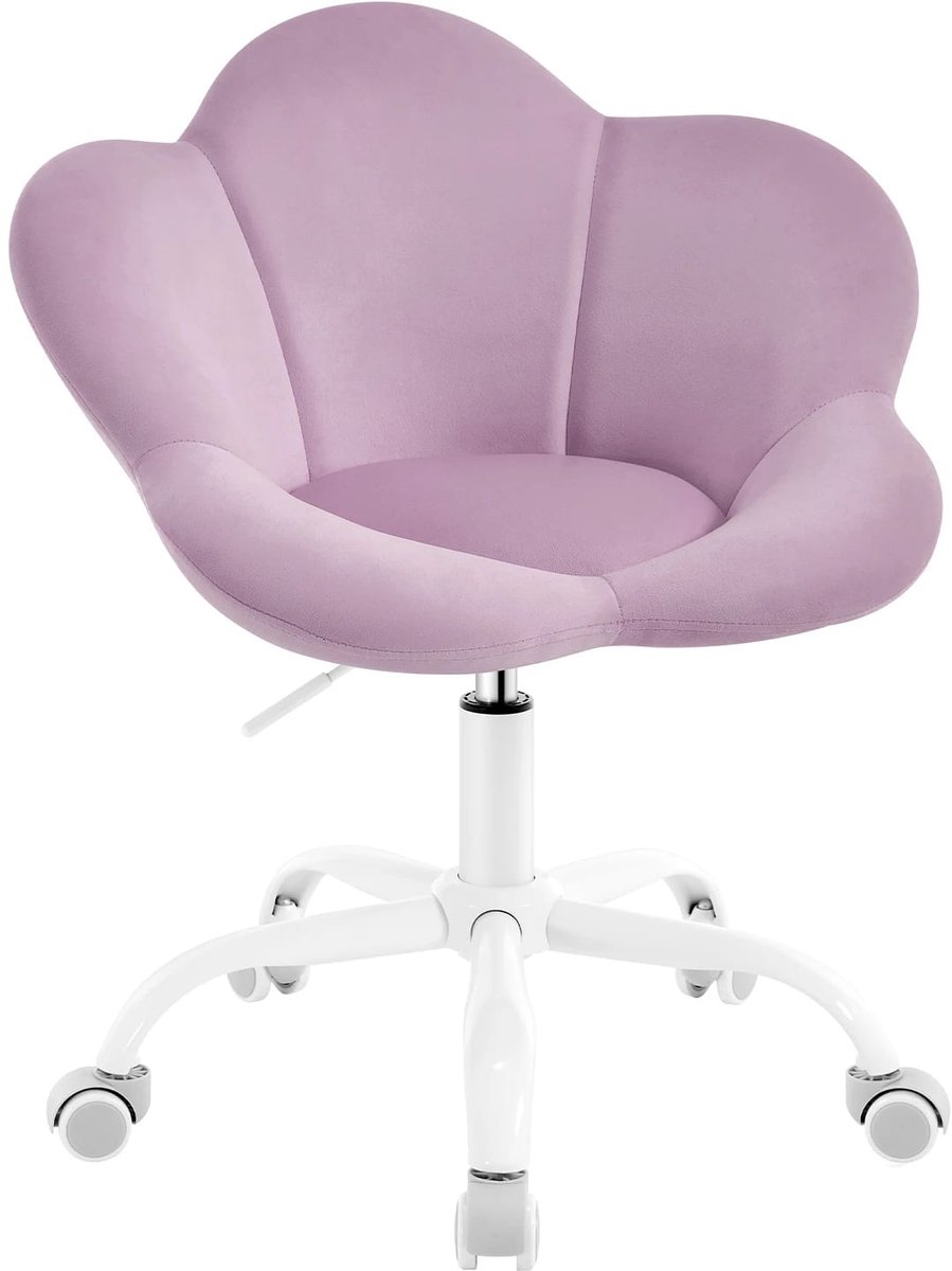 Klarven® Bureaukruk Paars - Ergonomisch verstelbaar, Fluwelen zit, Met armleuningen, Geschikt voor kinderen - Zithoogte 42-50 cm, B 62 x D 51 x H 71-79 cm