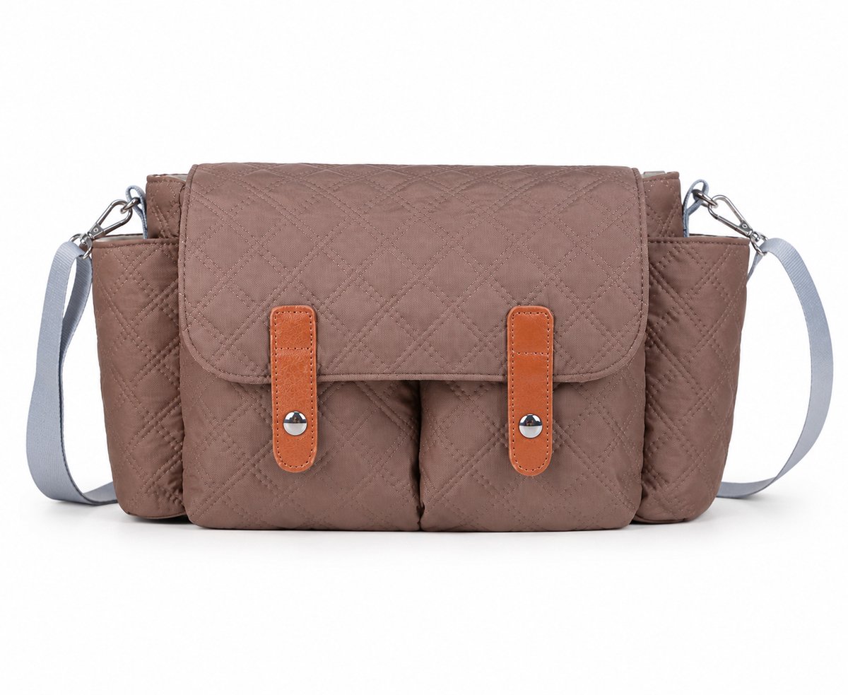 Kinderwagen Organizer – Luiertas voor Kinderwagen – Universele Kinderwagen Tas – Baby Tas met Veel Vakken – Verstelbare Klittenbandbevestiging – Waterafstotend – Bruin