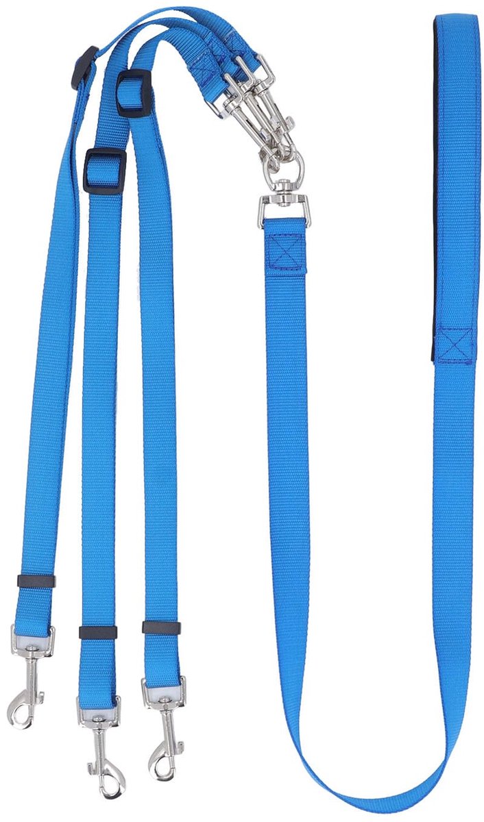 3-weg hondenriem voor 3 honden - zacht nylon handvat - voorkomt in de war raken - ideaal voor wandelen - ShopVlot