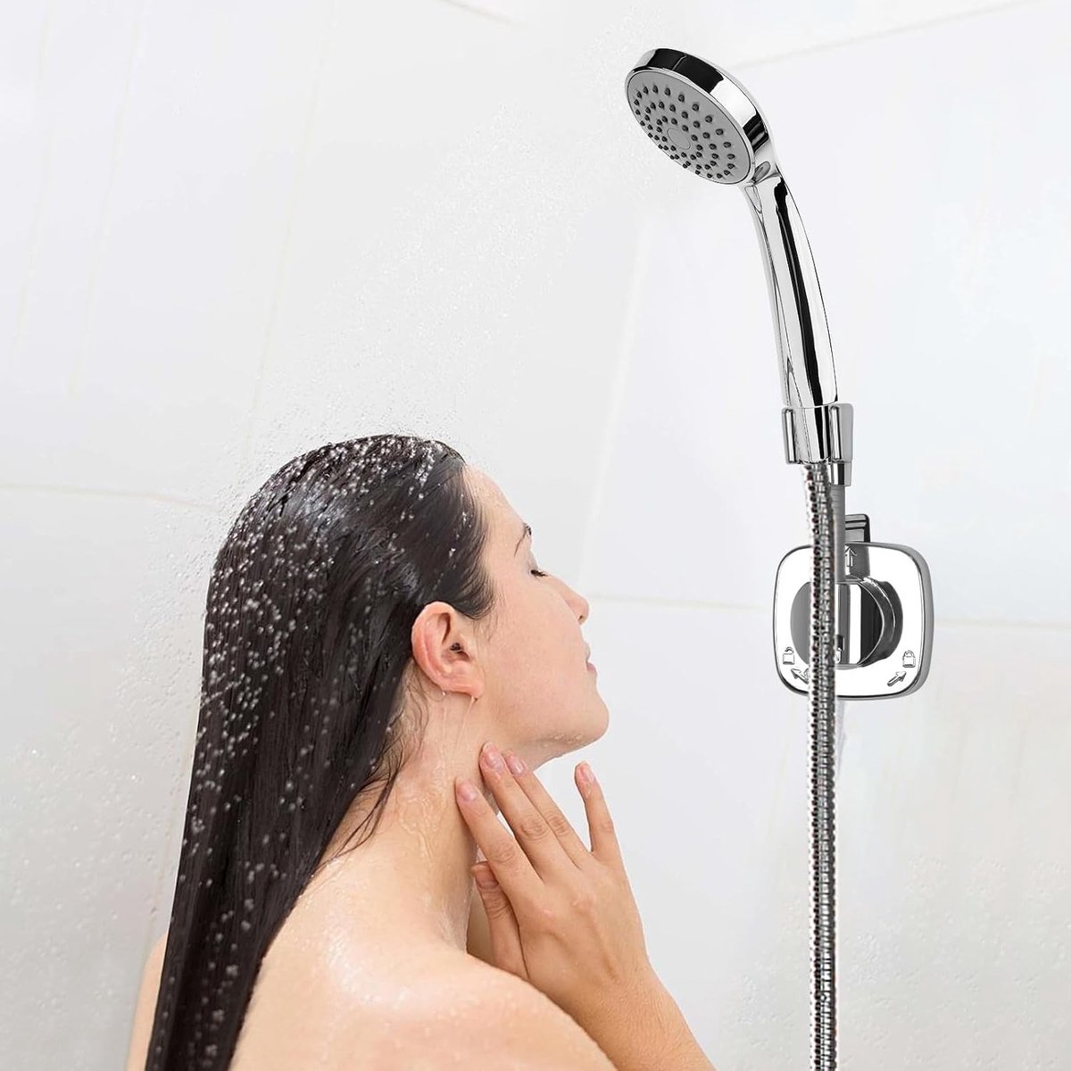 Verstelbare Douchesproeier Houder met Zuignappen, Waterdichte en Herbruikbare Bevestiging voor Badkamer en Wasruimtes