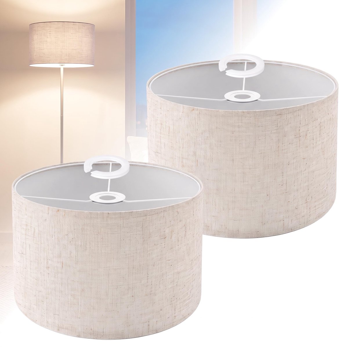 DTLLCZP Lampenkap stof H20 x Ø 30cm - trommel geschikt voor E14/E27 fittingen, lampenkap voor staande lamp en - ShopVlot