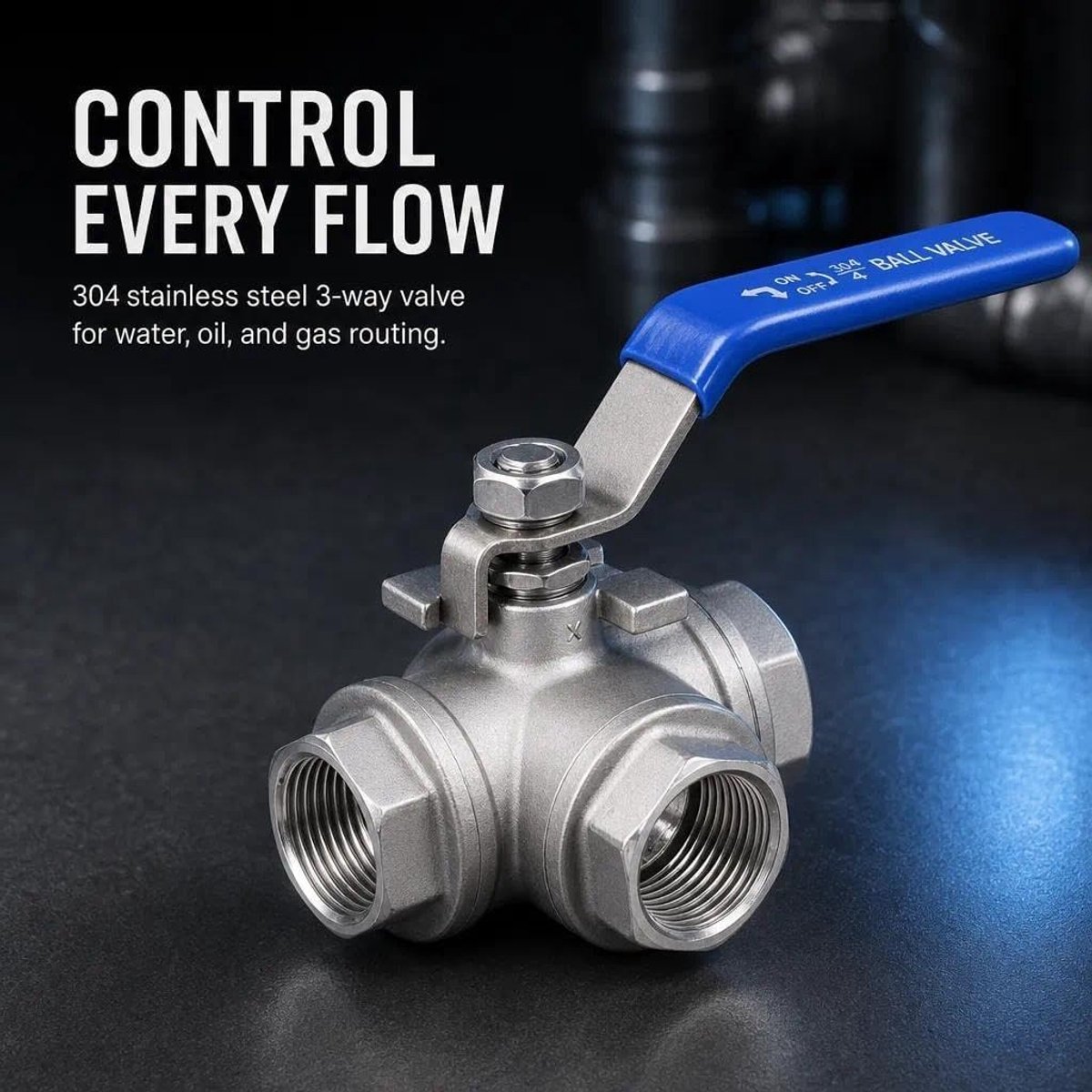 L-type 3-way kogelklep 3/4 inch DN20 met hendel, eenvoudig te bedienen, veelzijdig en geschikt voor reparatie en installatie.