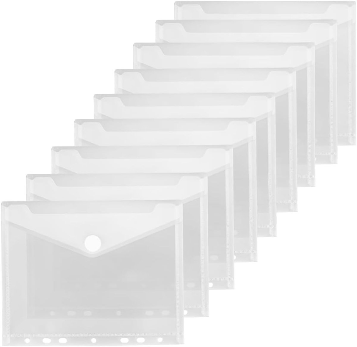 10 Stuks A5 Document Compartimenten, Transparante Documenttassen van 22.5x18cm voor Facturen, Ontvangsten en Documenten Organiseren, Ideaal voor Kantoor, School en Thuisgebruik