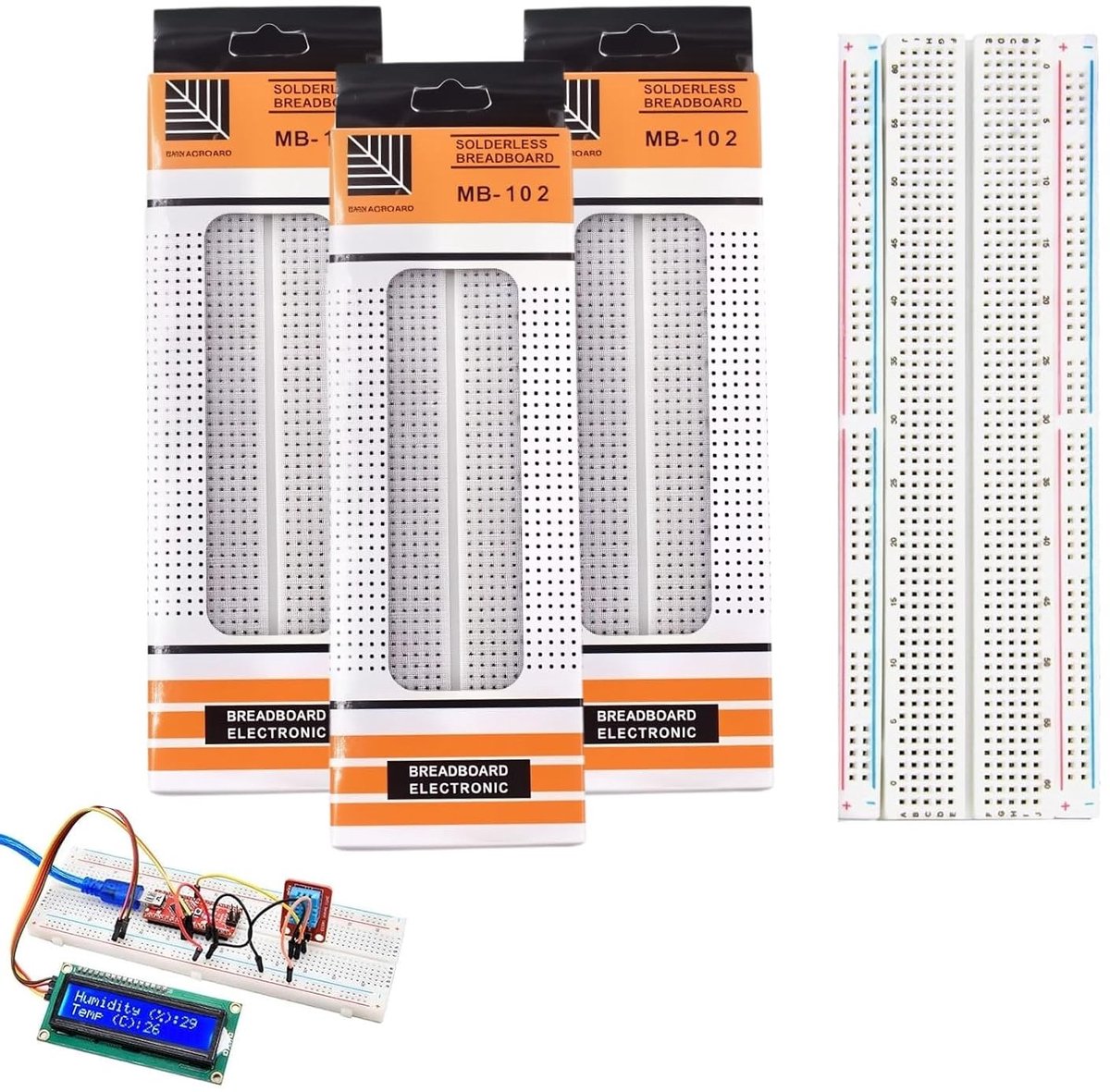 Set van Breadboards voor Prototype Projecten, Solderloze Verbindingen, 3 x 830 Punten, Geschikt voor DIY Arduino en Raspberry Pi, Ideaal voor Elektronica en Circuitbouw