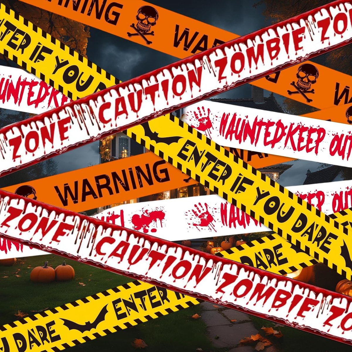 Halloween waarschuwingstape 36 m - veelzijdige PE tape - spookachtige decoratie - perfect voor feestversiering - ShopVlot