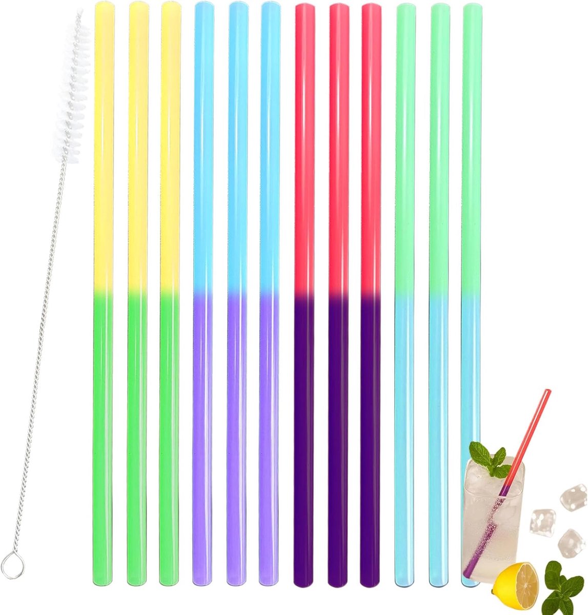 Rietjes herbruikbaar 12 stuks - miner kleur - voor kinderen - feestdecoratie - ShopVlot