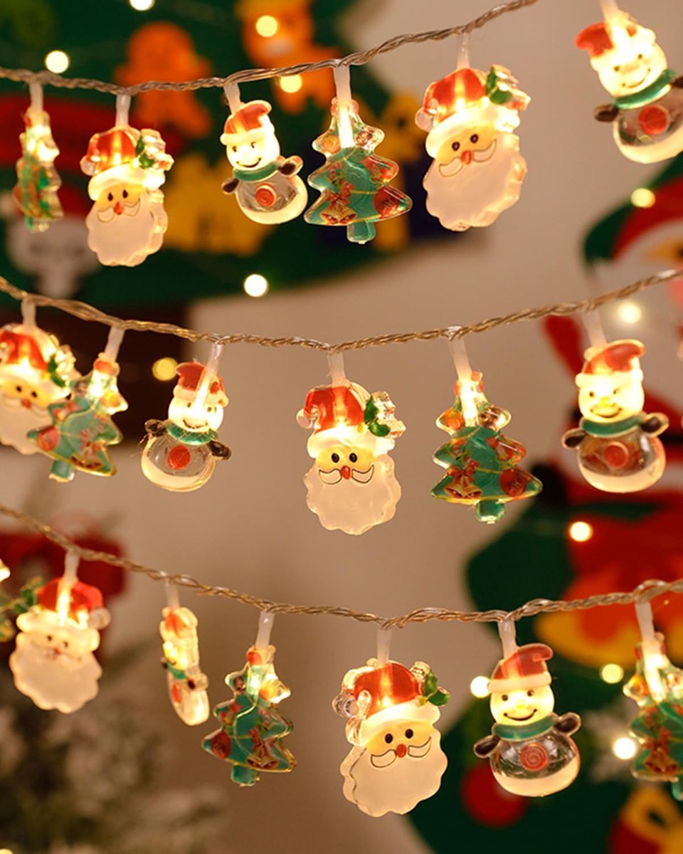 GEEKEO Christmas Lights Indoor Fairy Lights with Snowman Santa Claus 3 m 20 LED Battery Operated Decorative LED Lights - ShopVlot