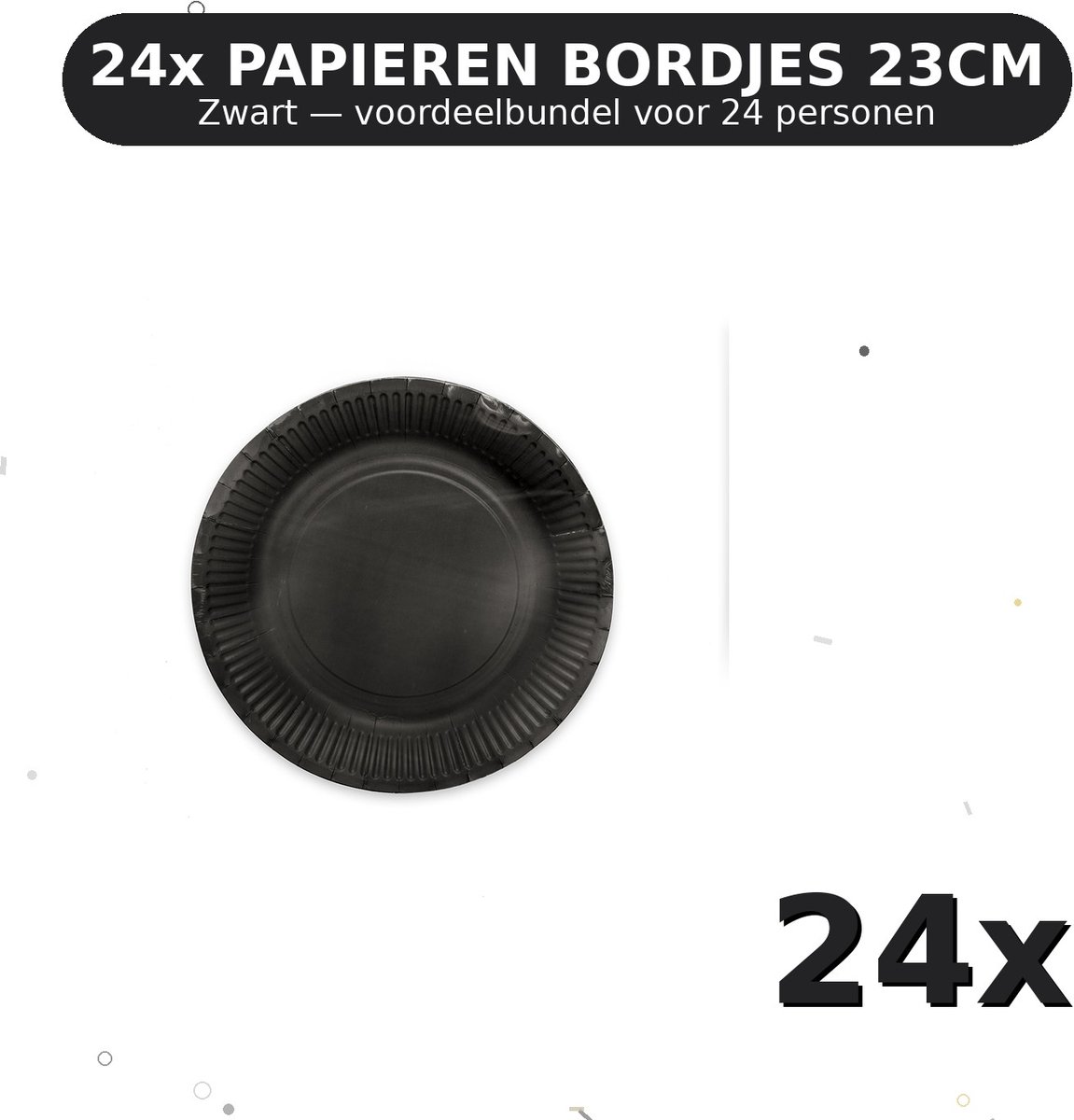 Bordjes 23cm FSC Zwart - Voordeelverpakking 24 Stuks voor tot 24 Personen - Feestartikelen