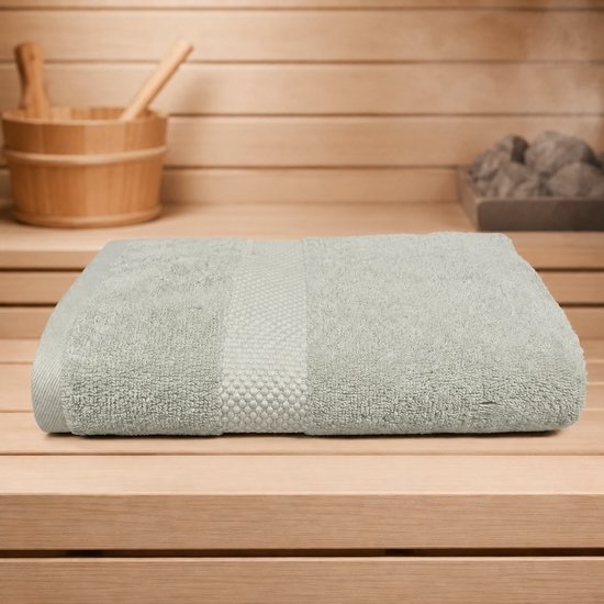 The Linen Room Handdoeken – 100 x 150 cm – 100% Katoen – 650 GSM Dubbelgetwijnd 20/2 Garen – OEKO-TEX® – Sauna, Wellness & Strand – Saliegroen