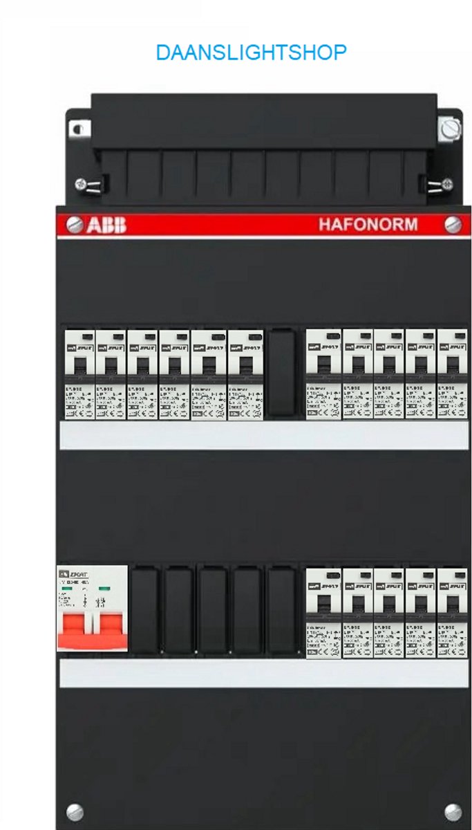 ABB 1 fase groepenkast – 16 groepen – EMAT aardlekautomaten 30mA – Emat hoofdschakelaar - Lichtgroepenkast 16 groepen.
