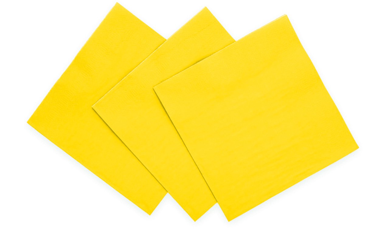 20x Papieren Lunch servetten 33x33cm 3-laags FSC - Geel - Feestartikelen