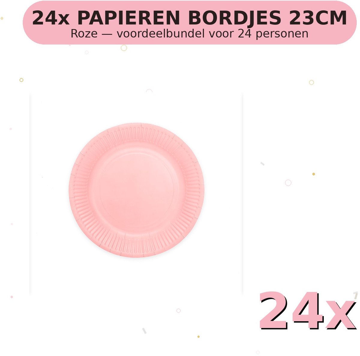 Bordjes 23cm FSC Roze - Voordeelverpakking 24 Stuks voor tot 24 Personen - Feestartikelen