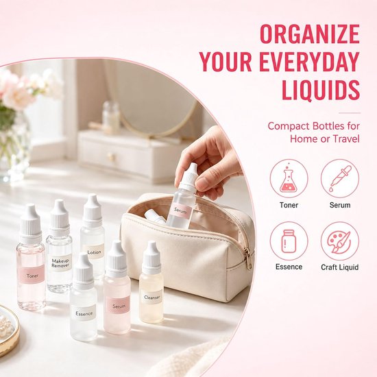 Pack of 10 Dropper Bottles, Small Plastic Dropper Bottles with 2 Funnels and 1 Sticker, 10ml/5ml Squeeze Bottles for - ShopVlot — afbeelding 5