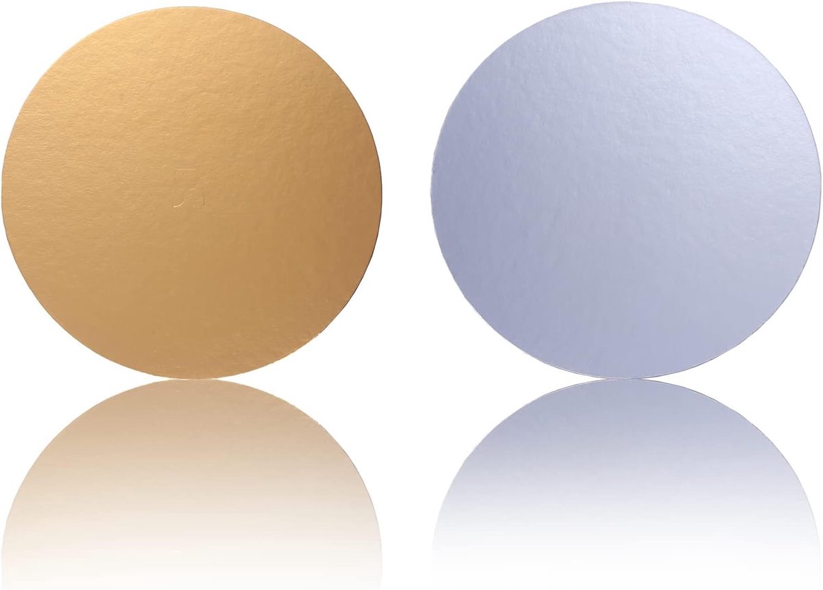 Miss Bakery's House® Cake Board - 2 mm - Ø 20 cm - silver & gold coated cardboard double-sided - 10 pieces - ShopVlot