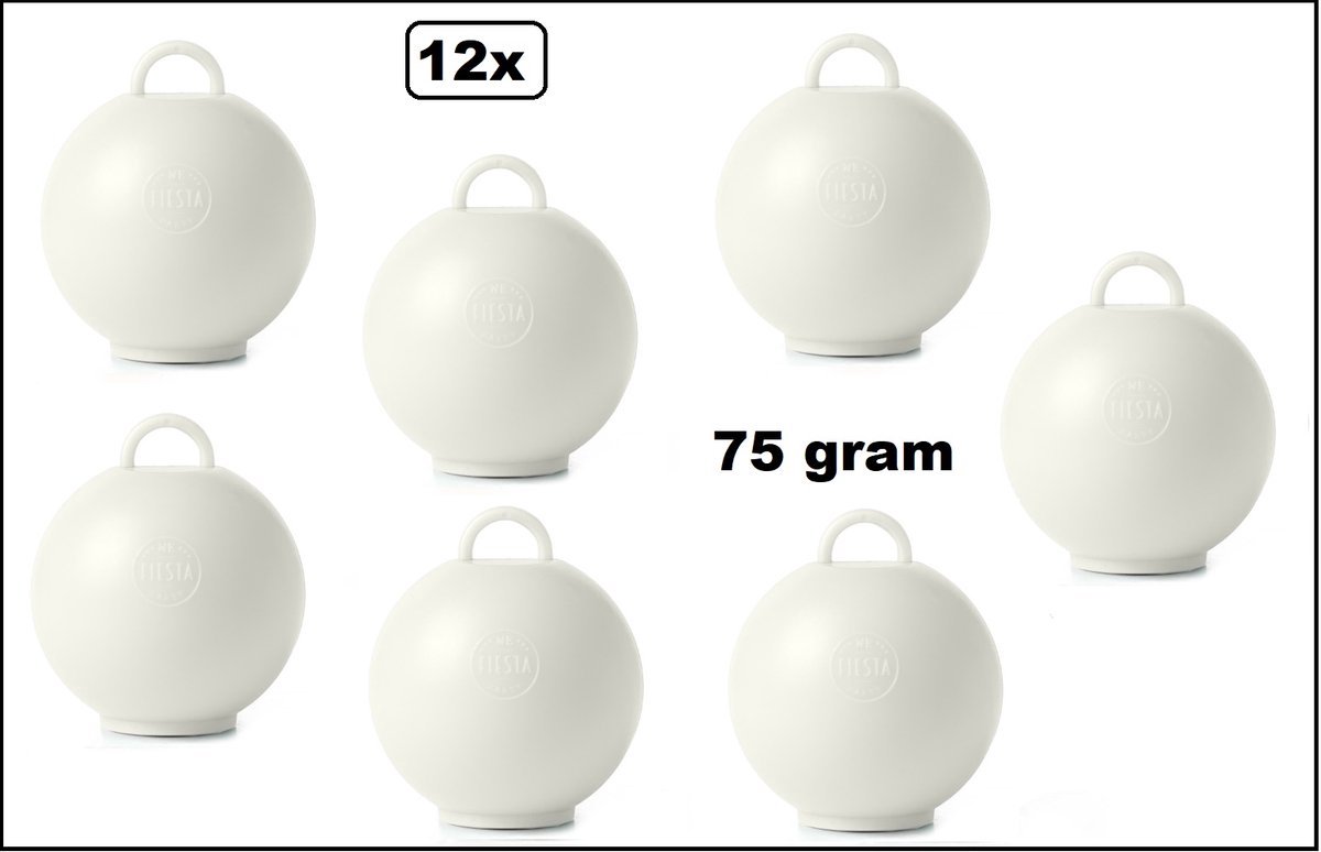 12 stuks Ballon gewicht Kettlebell wit - 75 gram - Tafeldecoratie thema feest ballon party festival