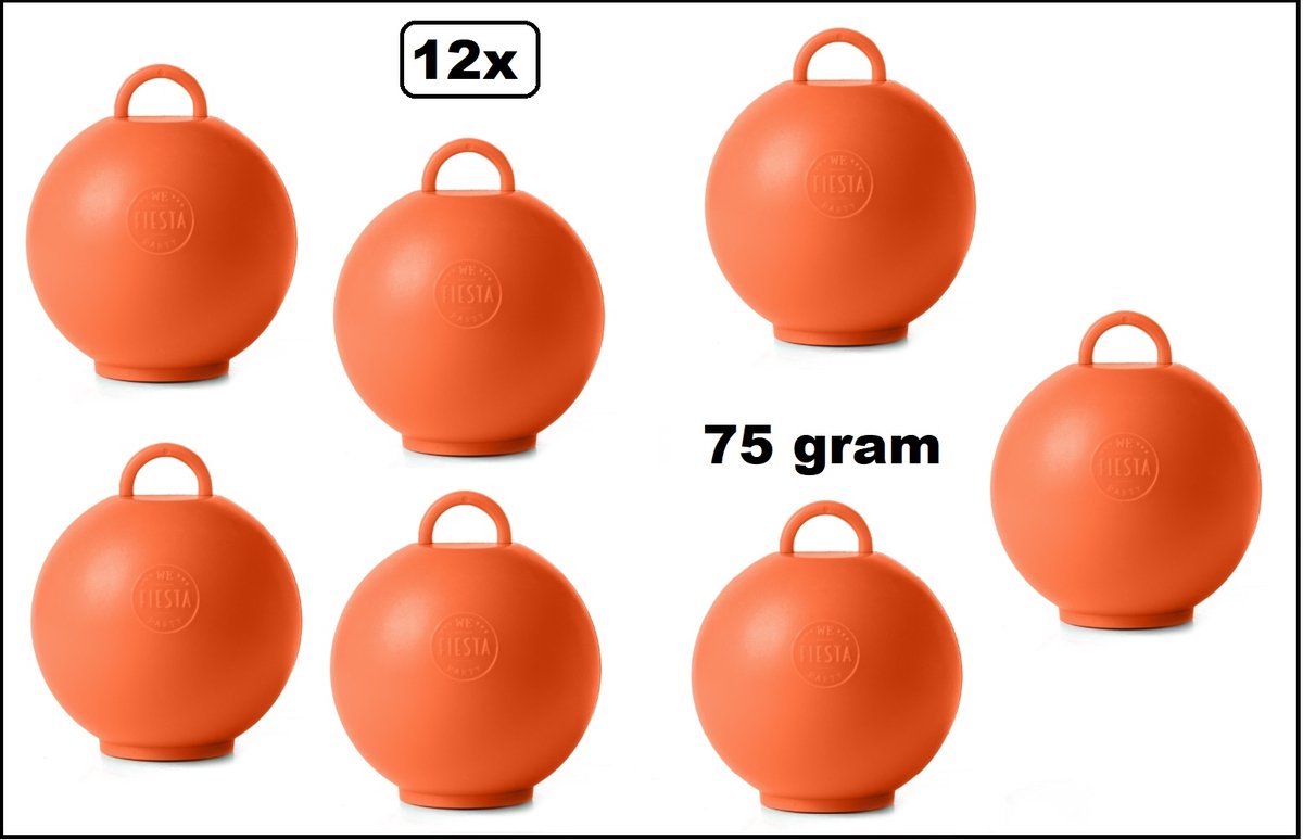 12 stuks Ballon gewicht Kettlebell oranje- 75 gram - Tafeldecoratie thema feest ballon party festival