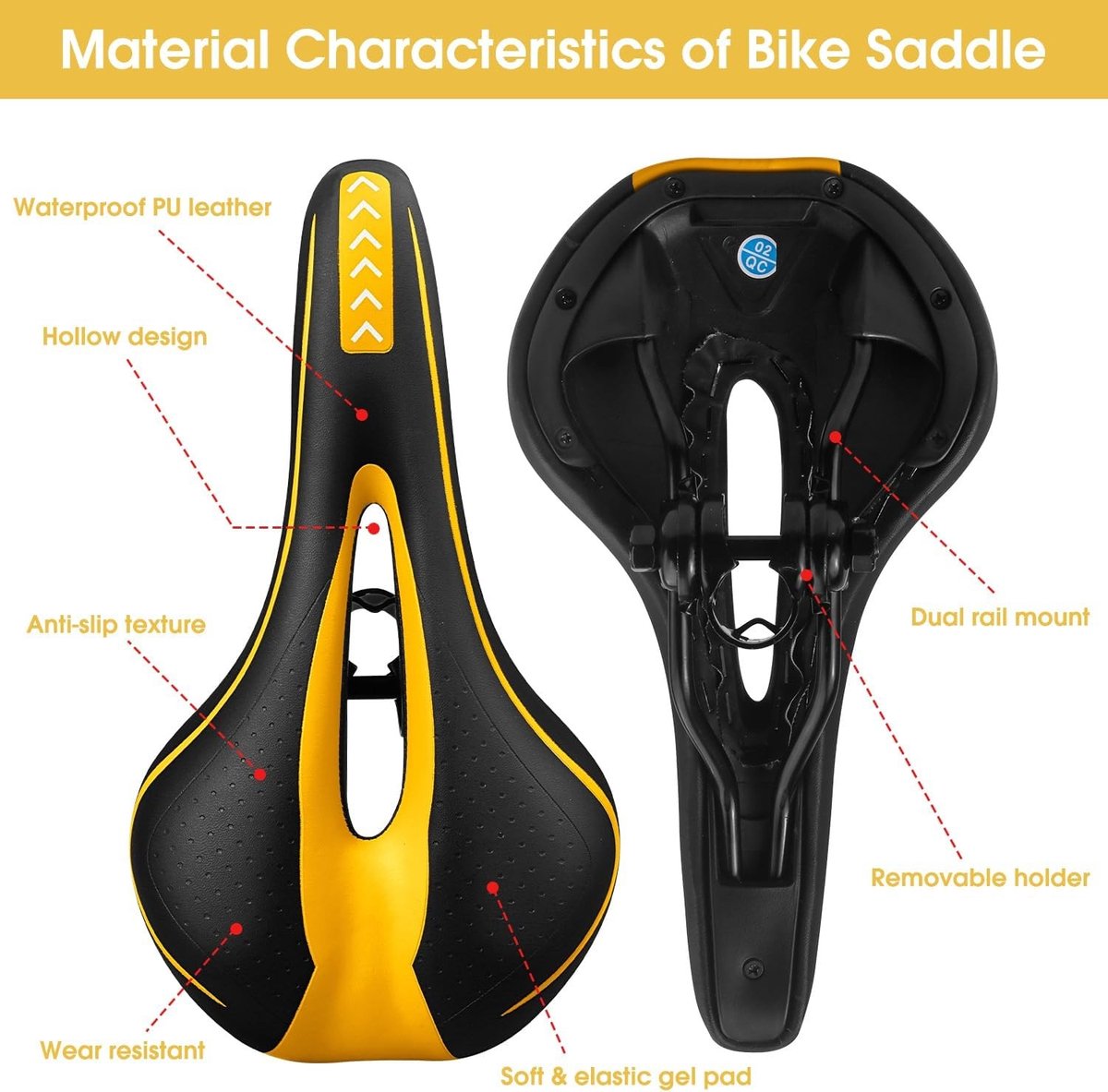 Ergonomisch Fietszadel van Gel met Holte - Comfortabel en Zacht Geheugenfoam voor Stads- en Mountainbikes voor Volwassenen en Kinderen
