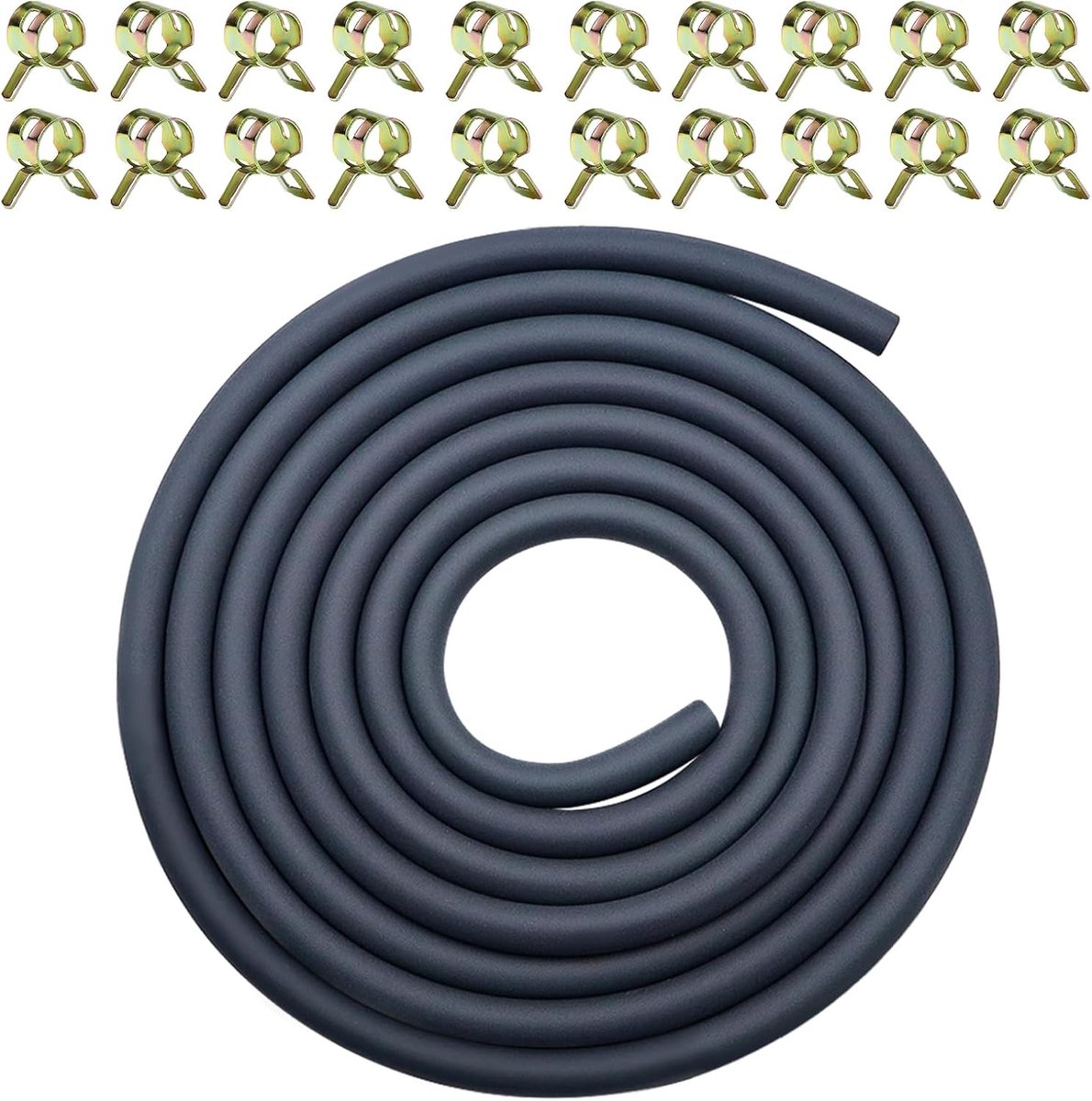 6mm Brandstofslang Set van 2.4 Meter met 20 Slangklemmen voor Grasmaaier, Tractor en Motoren