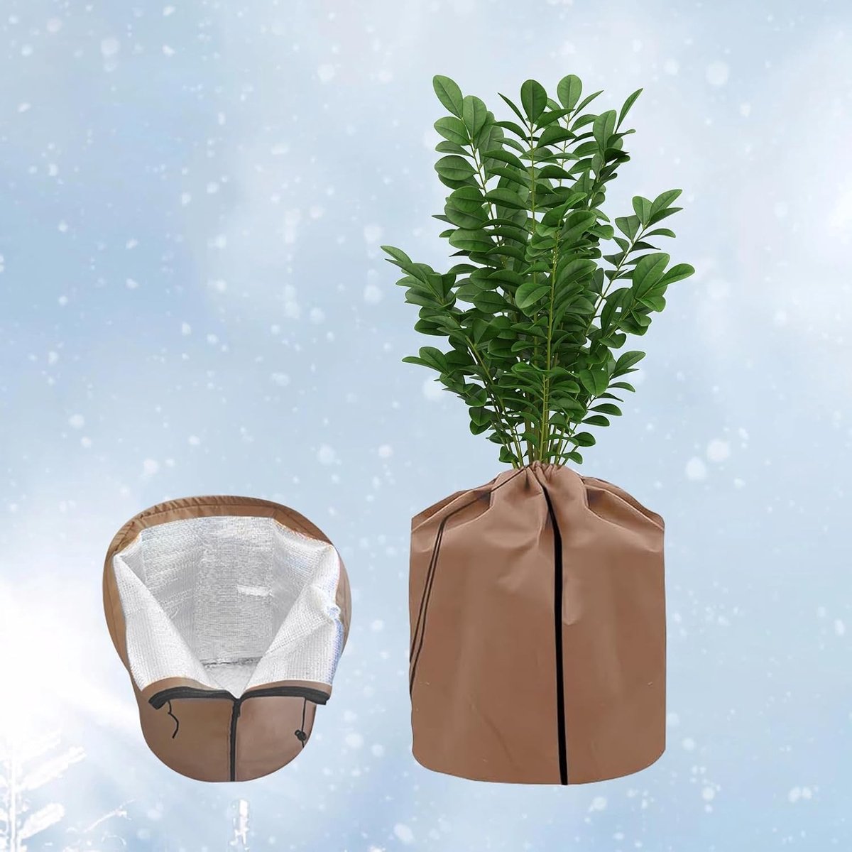 Winterbescherming voor Potplanten, 45 x 50 cm, Ademend en Warm voor Oleander, Olijfbomen en Struiken met Koord en Rits