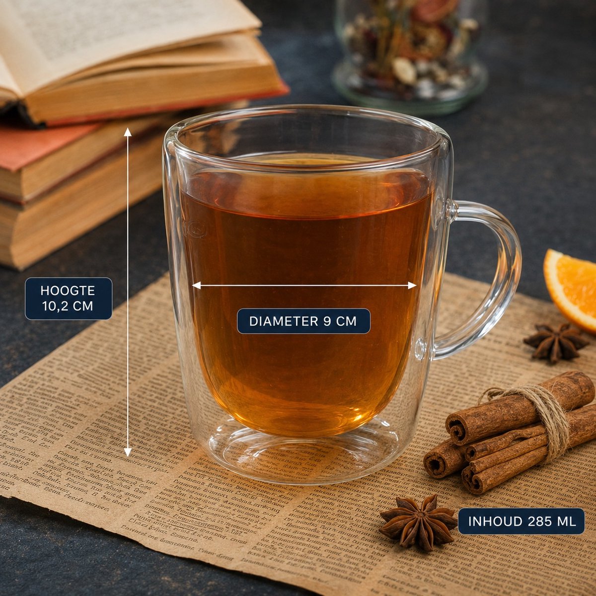 Dubbelwandige Theeglazen 2 Stuks - Luxe Theekopjes met Oor Set - Warm- en Koudhoudend - Thermoglazen met Handvat 285 ml - Lichtgewicht Borosilicaatglas - Dubbelwandige Thermische Glazen - voor Thee, Koffie & Cappuccino - Tea Glass Set - SilverCrest — cadeau in Koken & Dineren - foto 5