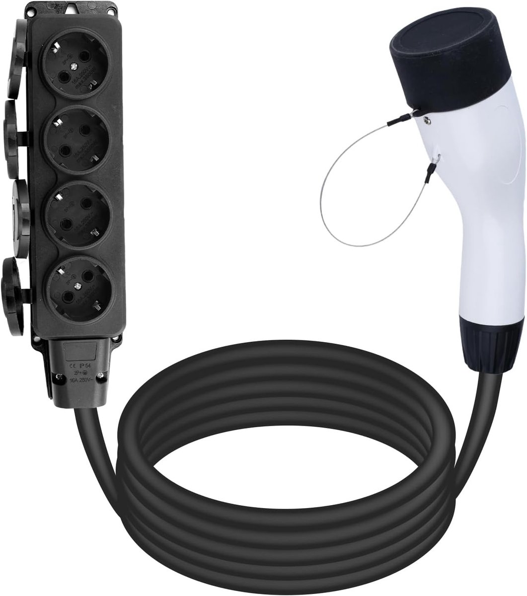 Type 2 naar Schuko Adapter, 30 cm Oplader voor Elektrische Voertuigen, V2L Discharge Kabel voor 16A 3.5KW Laadstation