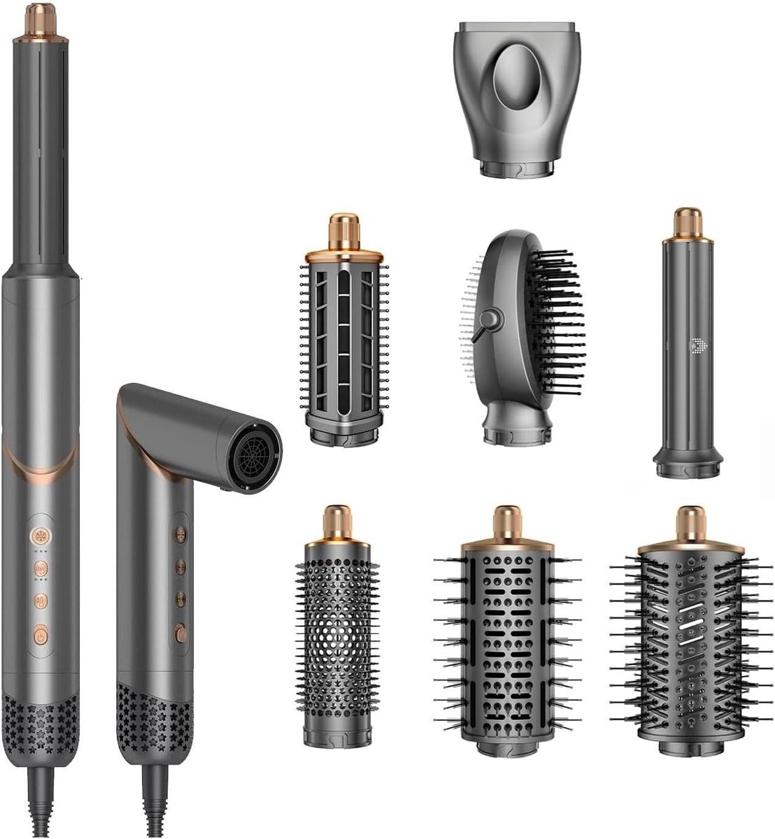 Haardrogerborstel Styler - Haarstylingtool Krultang - Volume Golven Steil - 8-in-1 Flexibele Styler - 26 x 24 x 7 cm