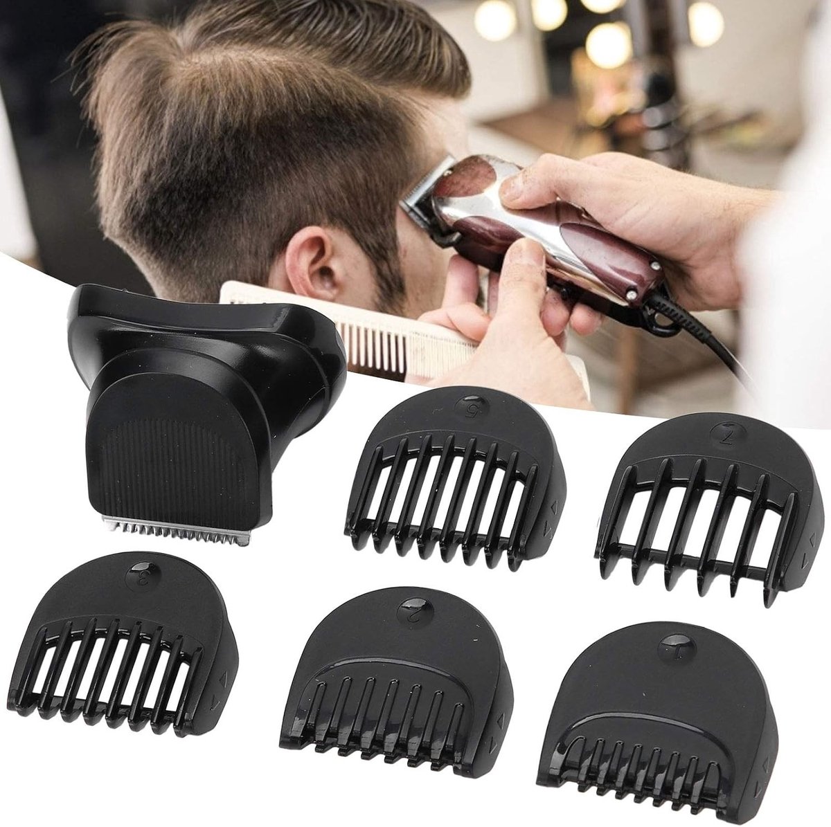 Beard Trimmer Hoofd met Elektrische Scheerapparaat + 5-Delige Gidskam Set voor Precisie en Comfort bij het Scheren