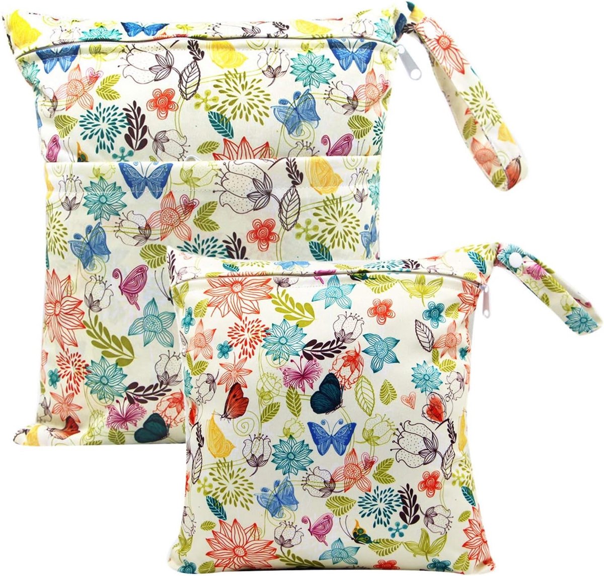 Windeltasche Set van 2 - Herbruikbare Wetbags voor Stoffen Luiers en Organisatie met Rits - Ideaal voor Babyaccessoires en Onderweg