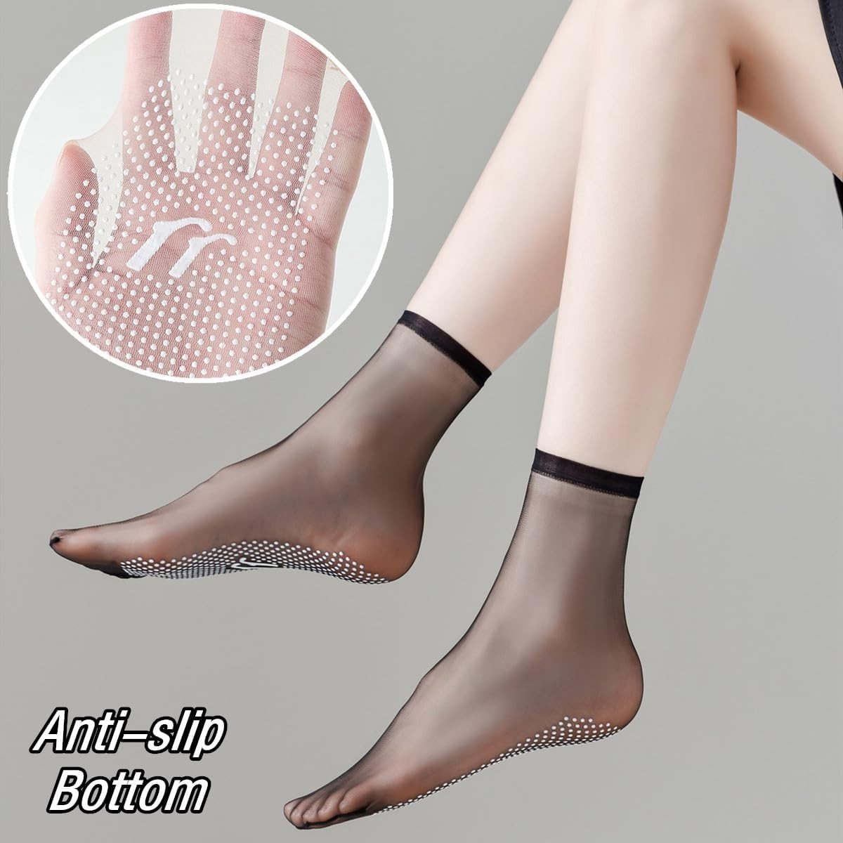 Vijf Paar Transparante Nylon Kousen voor Dames - Ultra Dunne, Onzichtbare, Ademend en Antislip Korte Sokken